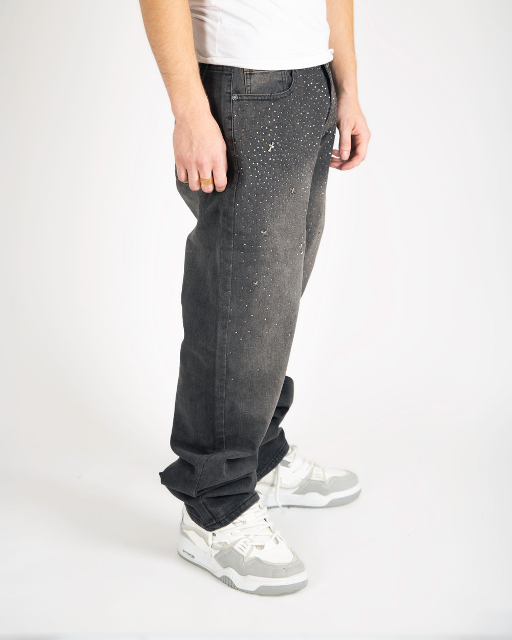 "Blinged Out" loose jeans