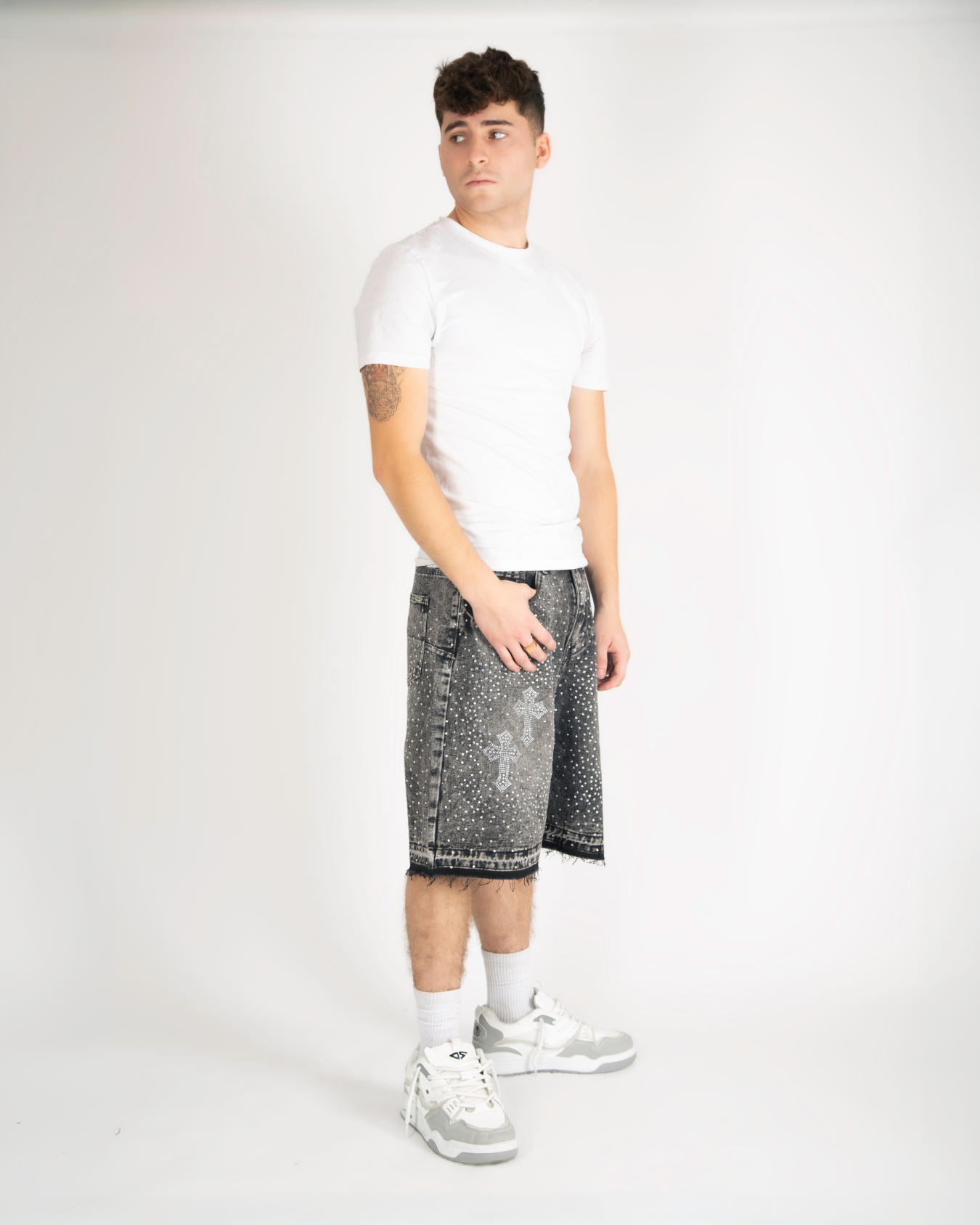 "Diamonds grey" short jeans